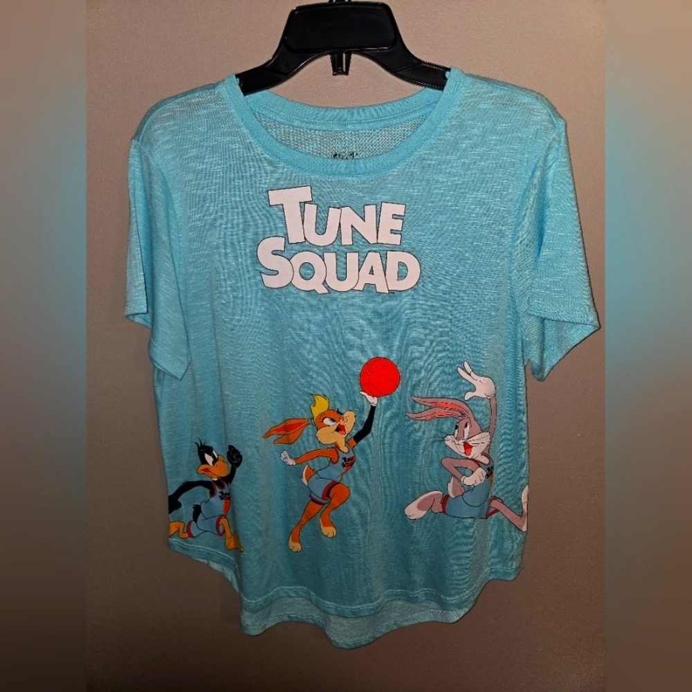 Tune Squad Aqua Blue Graphic T-Shirt, XL, EUC